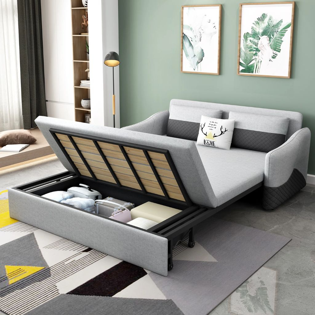 Mẫu giường thông minh kết hợp sofa khung sắt hiện đại
